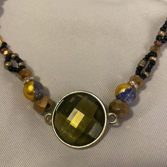 Handmade Jewelry Beaded Boho Glam Choker Necklace w Upcycled & New Beads - Picture 6 of 8